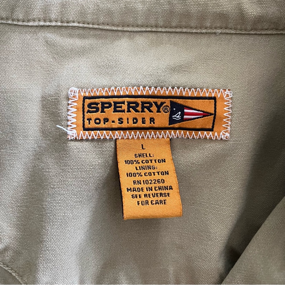 Sperry Top-Sider Khaki Canvas Chore Jacket | Menβs L Utility Field Coat - Picture 10 of 15